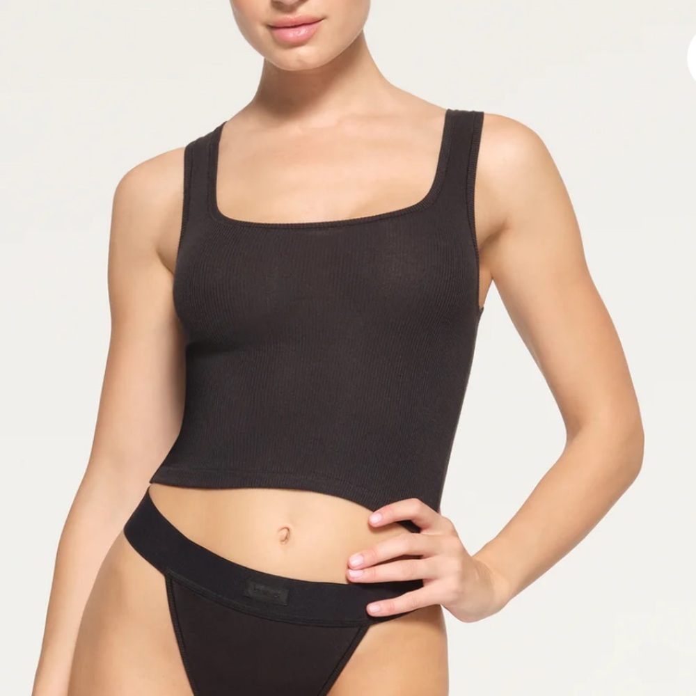 SKIMS Ribbed Tank Top Black Size Large